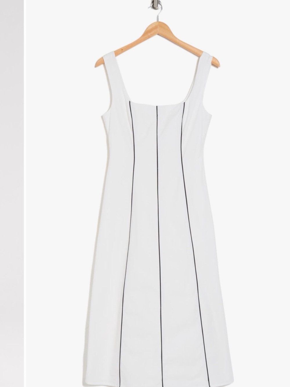 Lush White Midi Dress with Black Piping